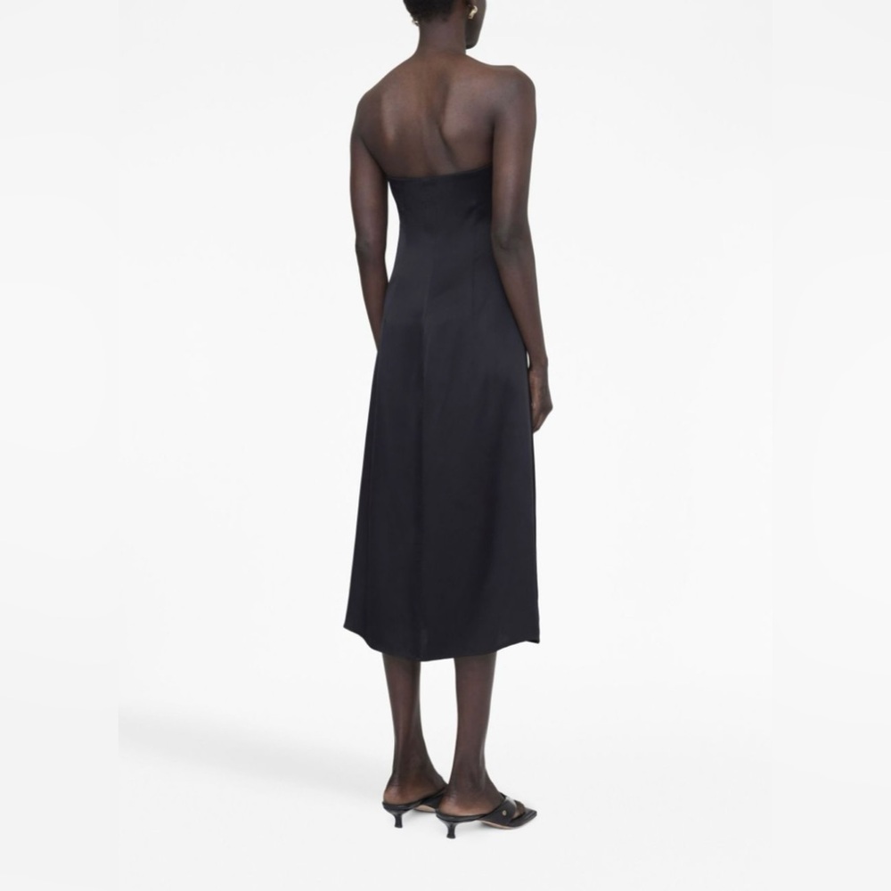 NWT Anine Bing Women's Black Megan Strapless Silk Midi Dress - Picture 3 of 5